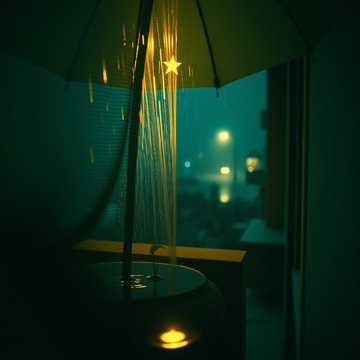 雨伞缝里的星星