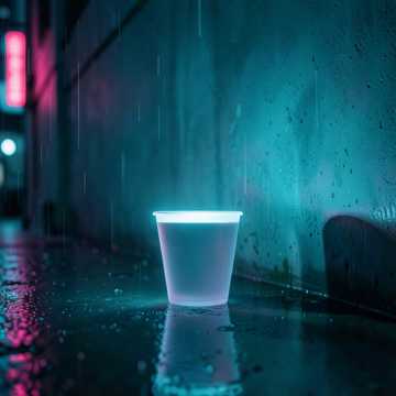空杯留影