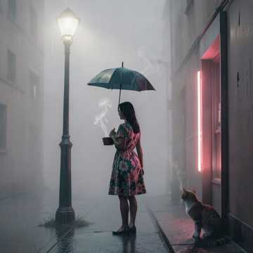 碎花裙角雨