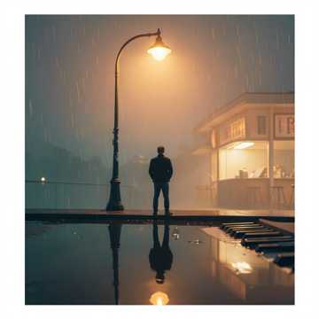 街灯下的一滴雨