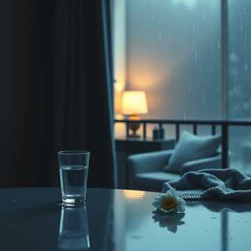 玻璃杯沿的雨痕