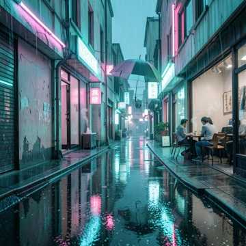 霓虹雨巷