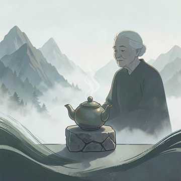 父与山对坐