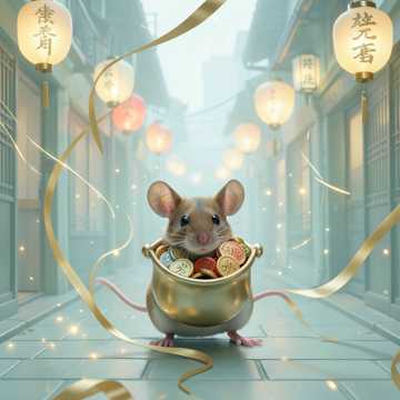 巡夜灵鼠送福来