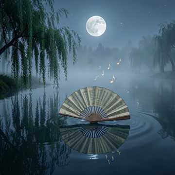 墨雨笺折半池秋