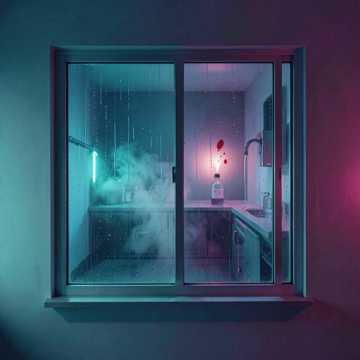 雨水种在窗玻璃