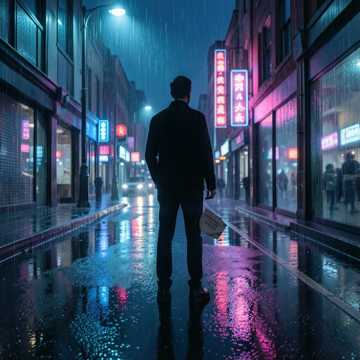 灯下雨夜