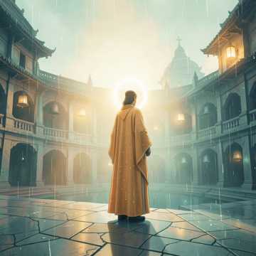 袈裟上未干的雨