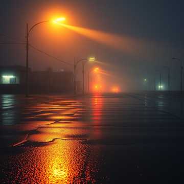 霓虹雨街灯
