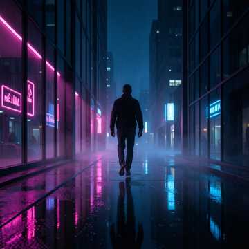 霓虹影子行人