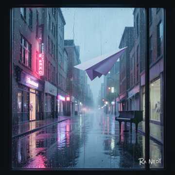 纸飞机停格的雨天