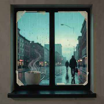 雨滴敲打旧相片
