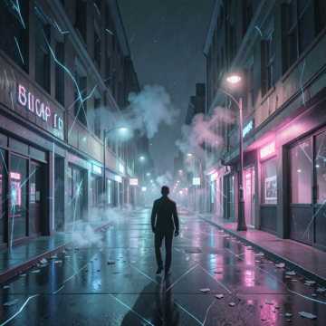 霓虹碎在影子里