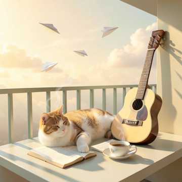 折纸机与晒太阳的猫