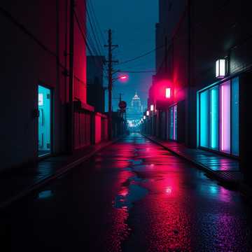 霓虹泡影与空巷