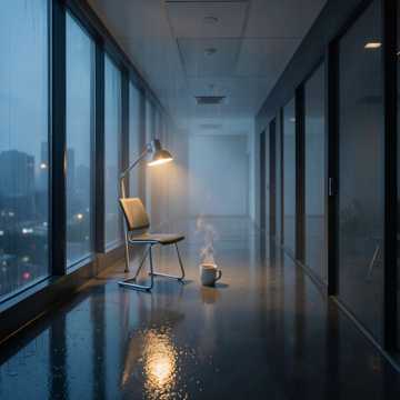 雨夜办公室不灭的灯