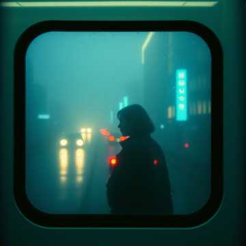 倒影湿窗