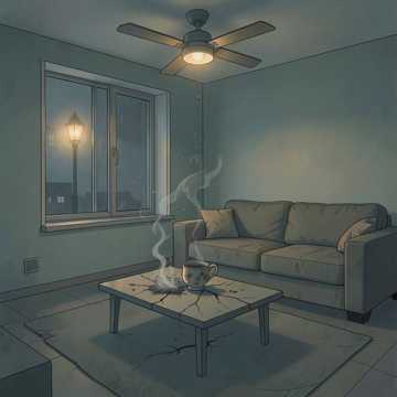 烟灰掸进旧茶杯