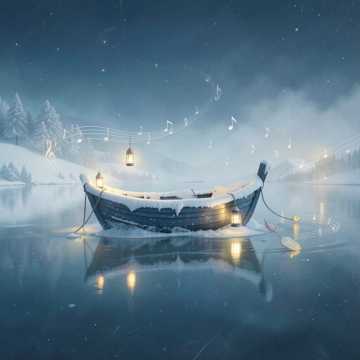 浮灯照雪舟