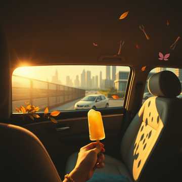 车窗框住一片晴天