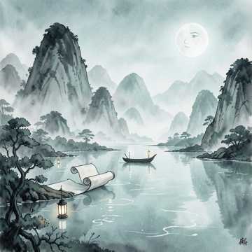 墨色山水卷