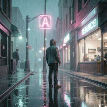 霓虹冷雨街