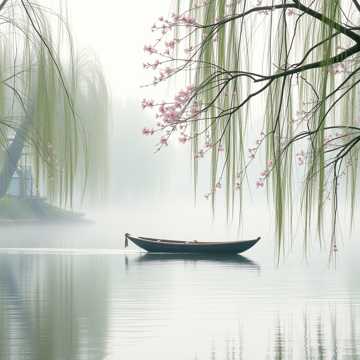 春雨杏花船
