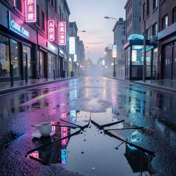 霓虹碎在地上
