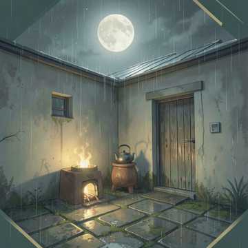 雨滴屋檐旧茶温