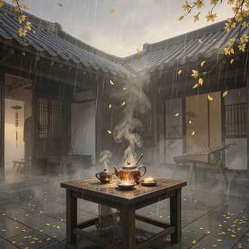 檐下听雨