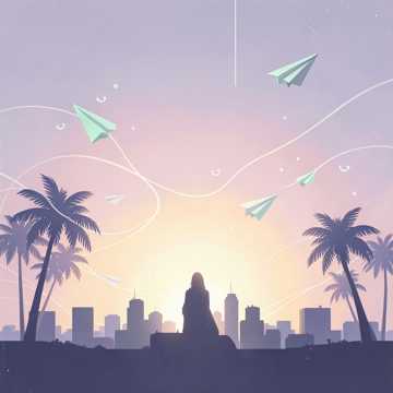 风把烦恼叠成纸飞机