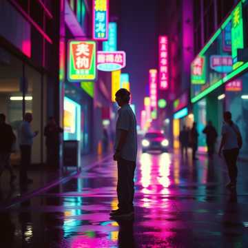 霓虹灯下的旁观者