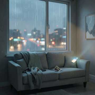 雨落玻璃窗