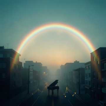 雨中共舞的虹光
