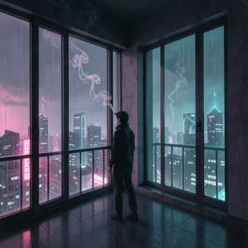 阳台熄灯的烟
