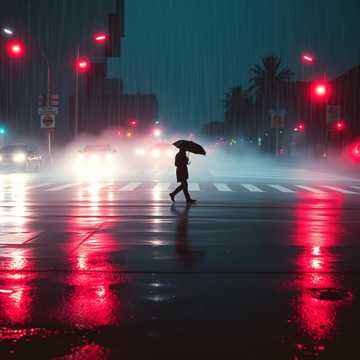 霓虹浸湿双肩