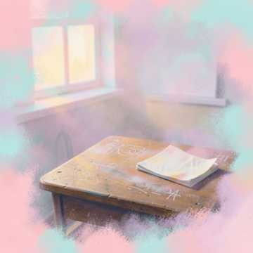 课桌旁的晚霞