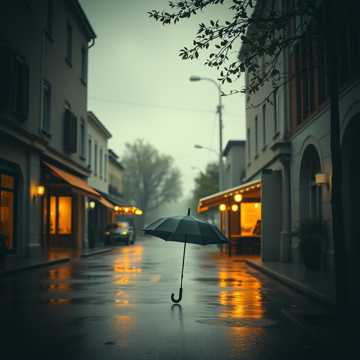 秋雨洗旧伞