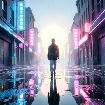 霓虹雨路