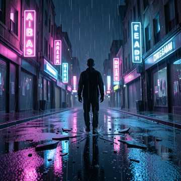霓虹边缘的空影子