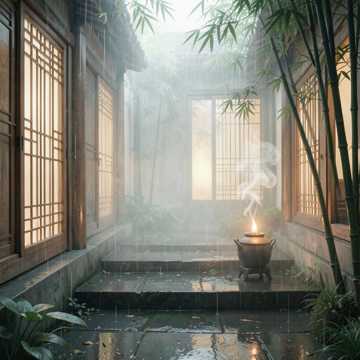檐下听雨