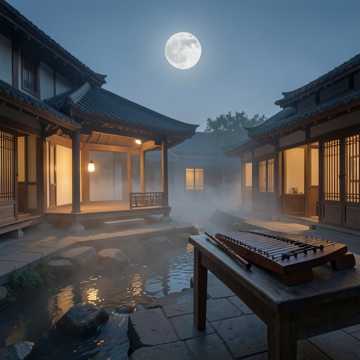月儿弯弯水东流