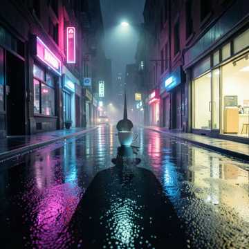 霓虹路灯下的影子