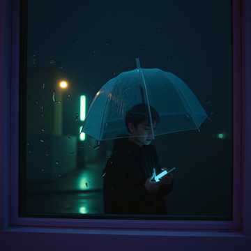 细雨打湿的窗