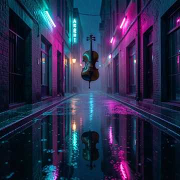 霓虹熄灯前的提琴