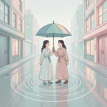 伞骨碰了肩