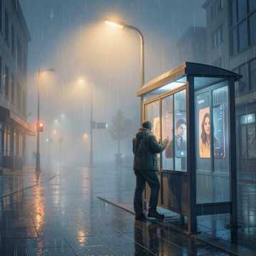 雨雾路灯