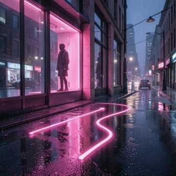 霓虹落单影