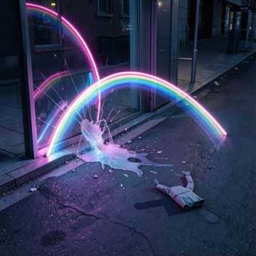 霓虹碎在柏油路