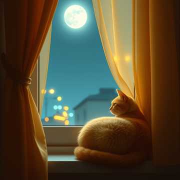 橘猫藏进月光里